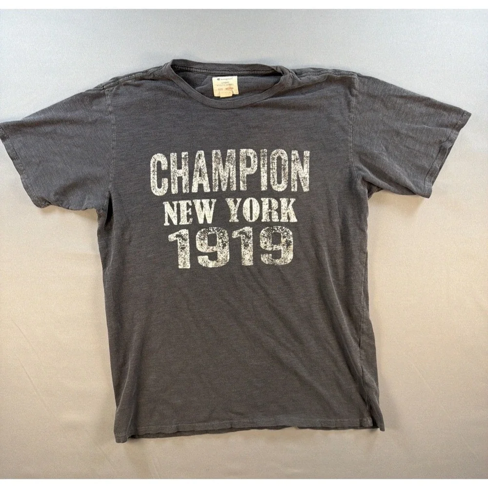 Champion Men's Medium Gray T-Shirt New York 1919 Graphic Short Sleeve Athletic T - Picture 1 of 9